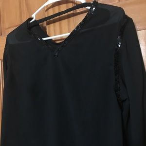 Oscar de le renta sheer blouse with sequence trim